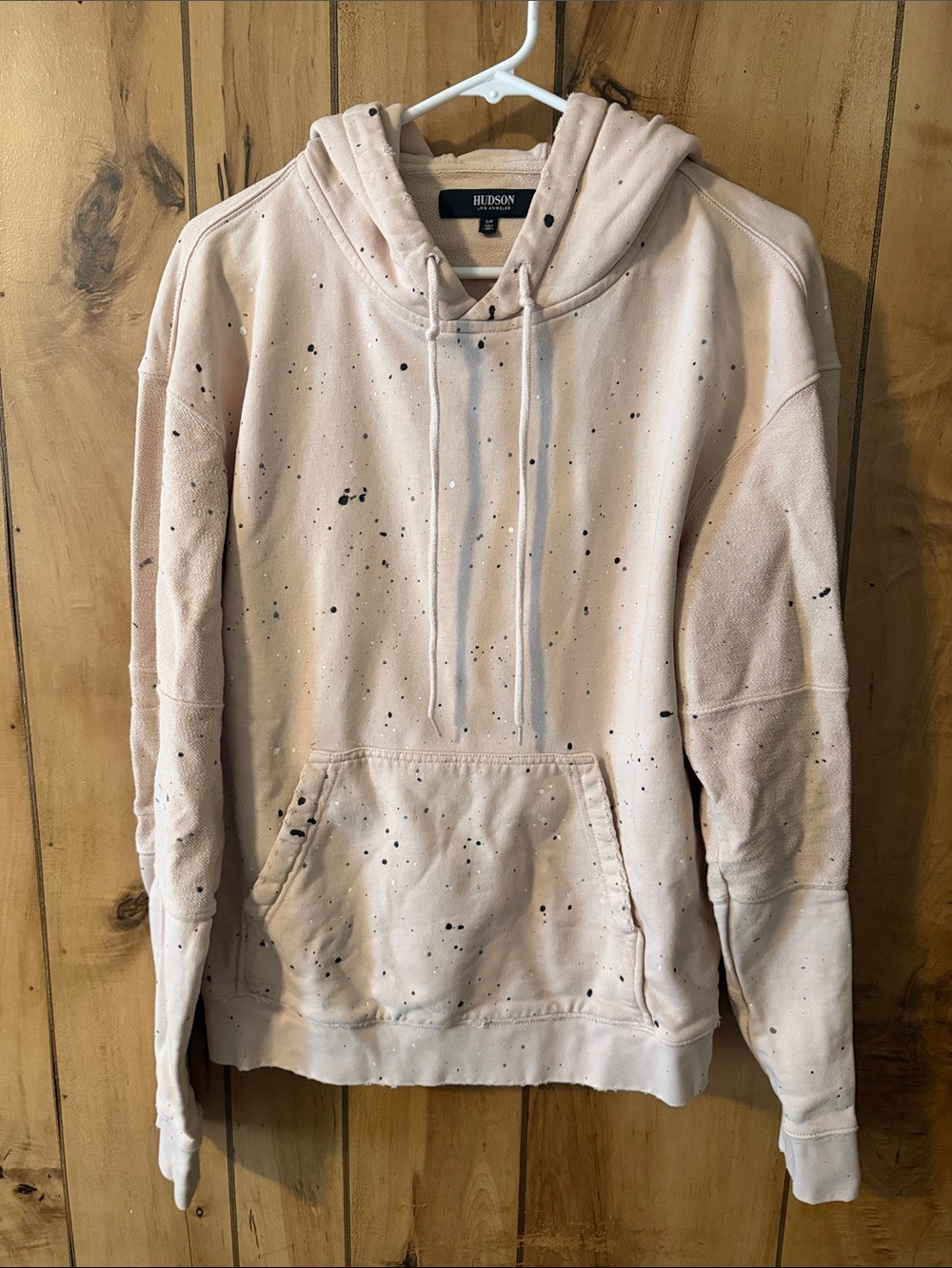 Hudson Jeans Pale Pink Splatter Crewneck Hoodie